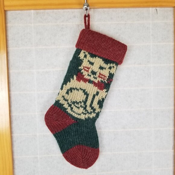 Christmas Stocking for a Cat Small Knit Vintage Style - Picture 3 of 6